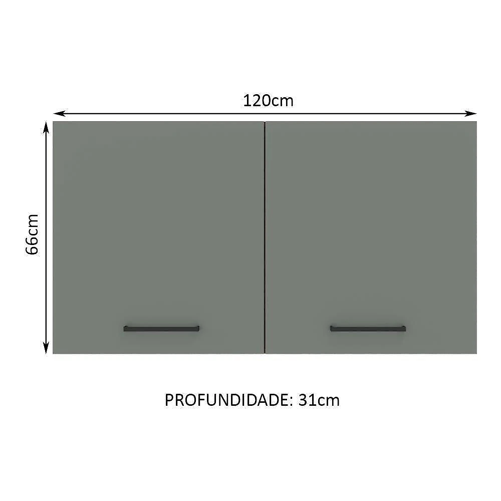 Armário Aéreo Multiuso 120cm 2 Portas Rustic/cinza Agata Madesa Rustic/cinza
