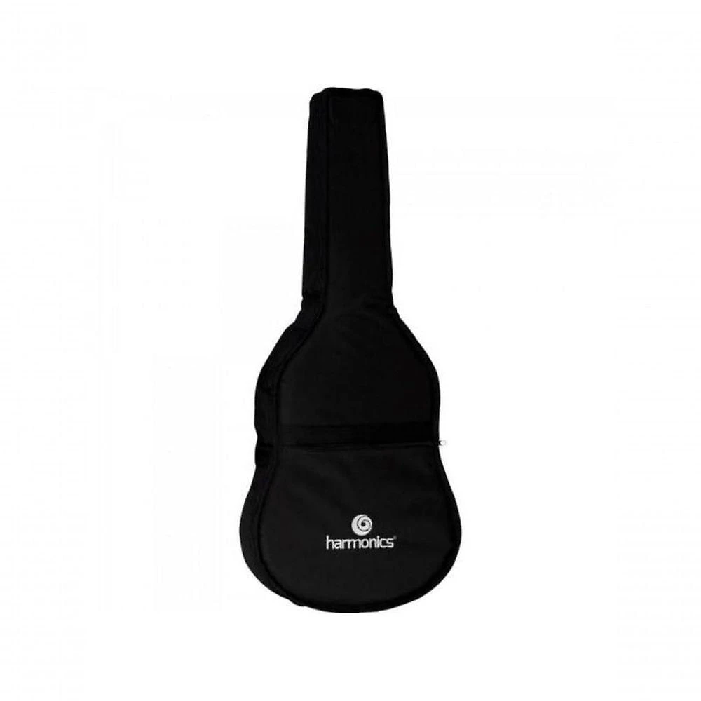 Capa para Violão Folk Nylon Luxo com Tecido Ultra Resistente e Bolso Frontal Preta Harmonics