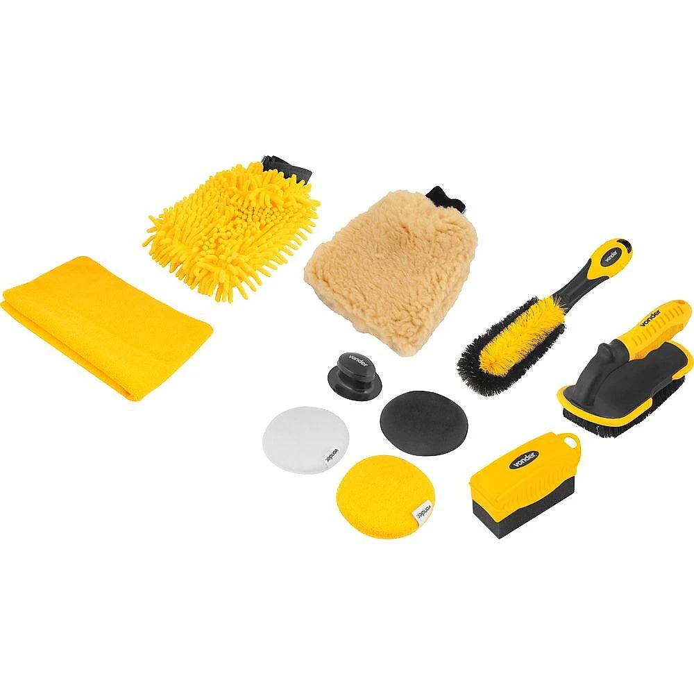 Kit para limpeza automotiva com 10 peças vonder