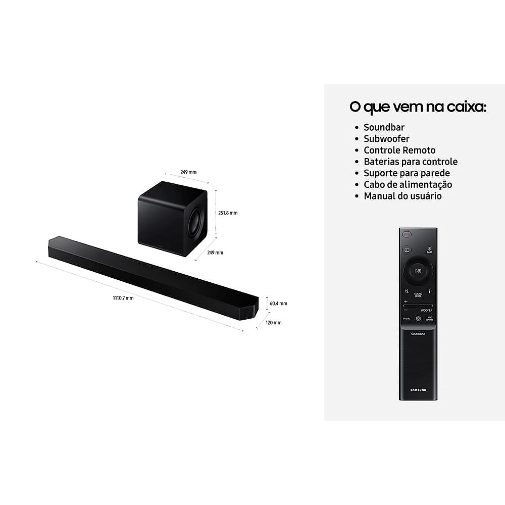 Soundbar Samsung Série Q com 5.1.2 canais e Subwoofer 2026 - HW-Q800H Bivolt