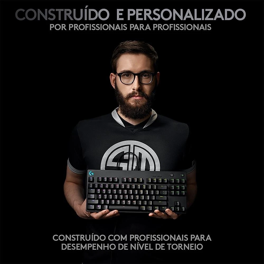 Teclado Mecânico Gamer Logitech G PRO com Layout US, RGB LIGHTSYNC, Design TKL, Cabo Destacável, Switch GX Blue Clicky - 920-009388