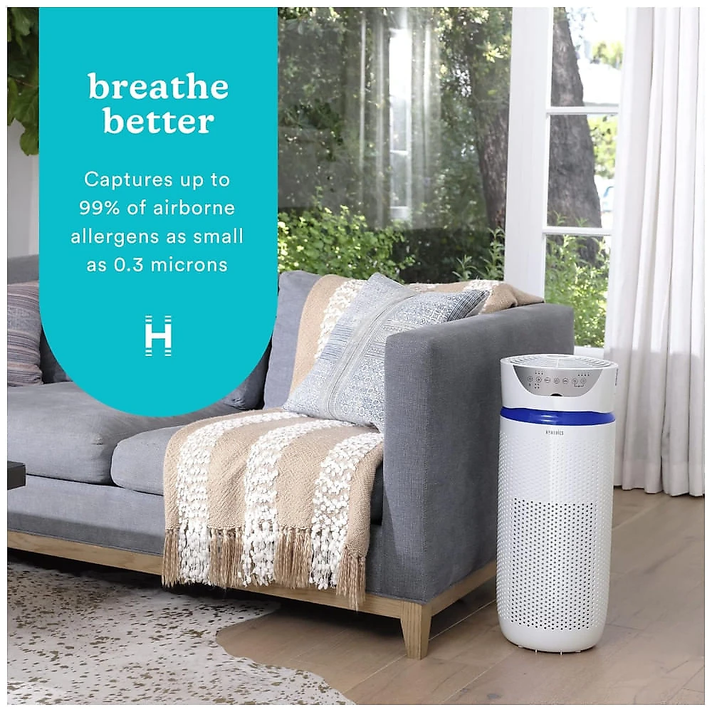 Purificador de Ar Homedics 5 em 1 com Filtro HEPA para 154m², Ideal para Ambientes Grandes com Aromaterapia