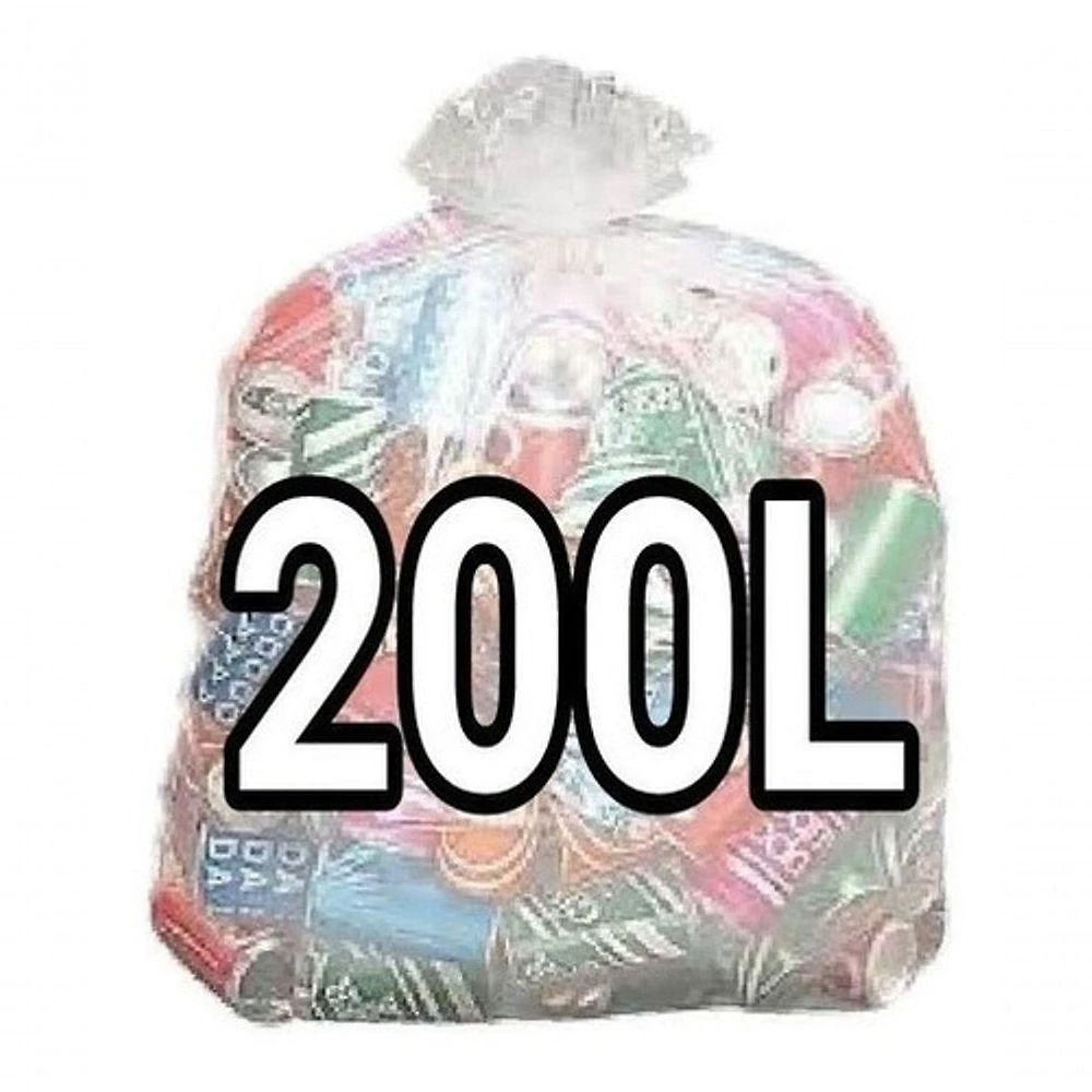 Saco para Lixo Transparente Reforçado Pesado 200L 90x110CM Fardo com 100 Unidades Higipack