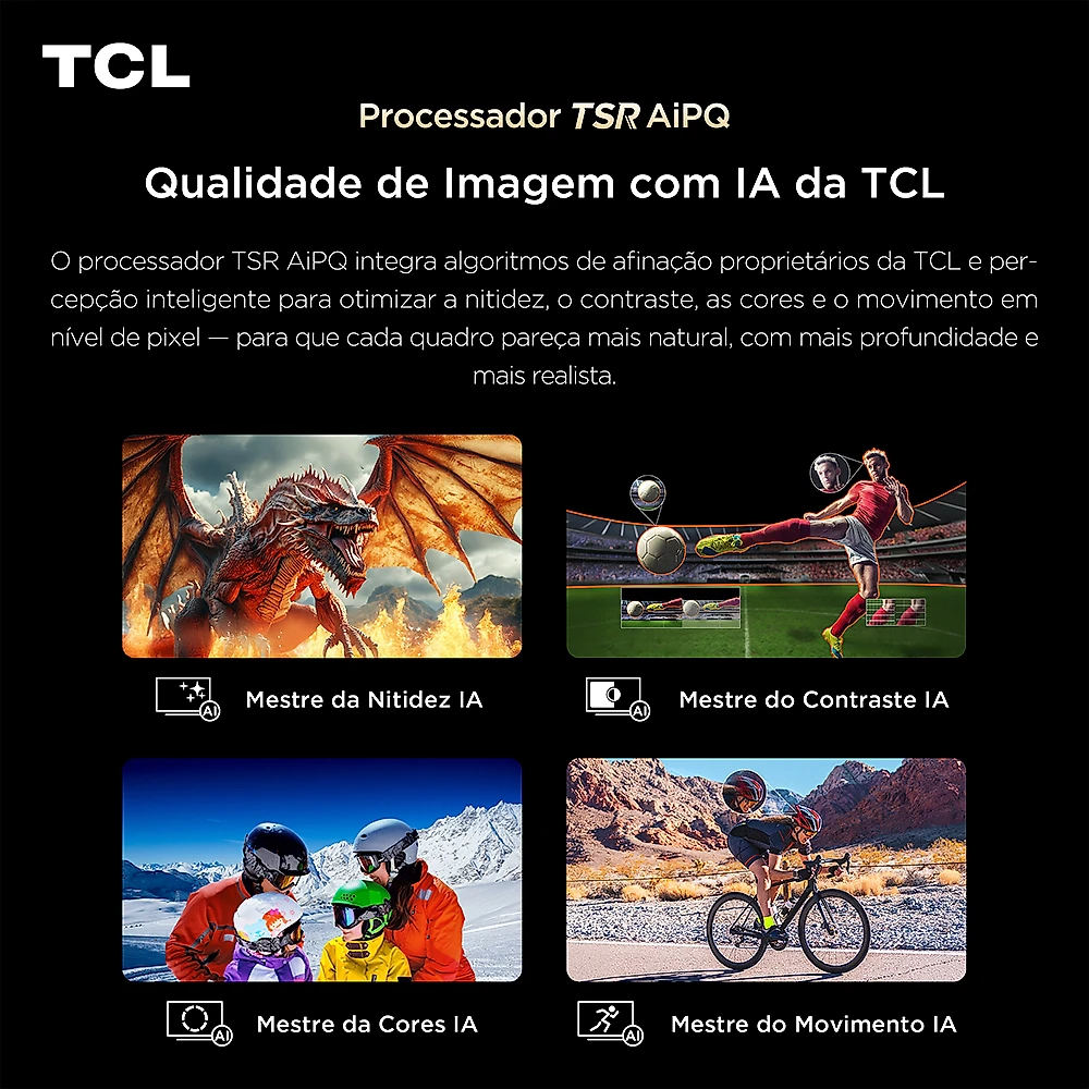 Smart TV TCL 55 Polegadas QLED Mini LED 4K A400M WiFi Bluetooth Google TV HDR10+ 144 Hz VRR 55A400M