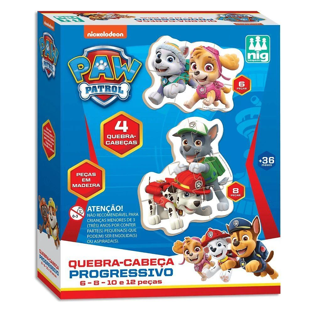 Puzzle Progressivo 36 Peças - Patrulha Canina - Nig Brinquedos