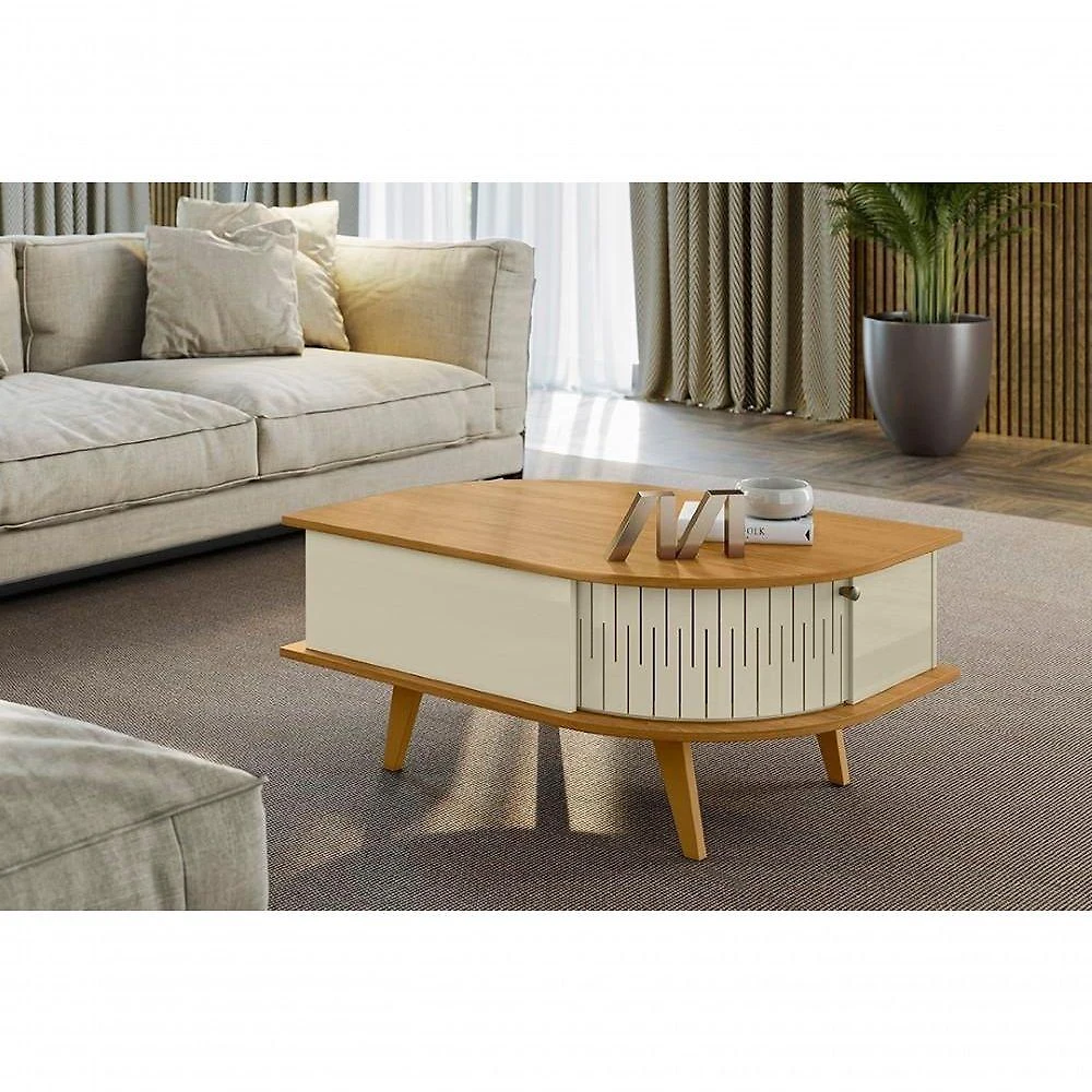 Mesa de Centro Indianápolis Orgânico MDF Plástico 90CM Branco Madetec