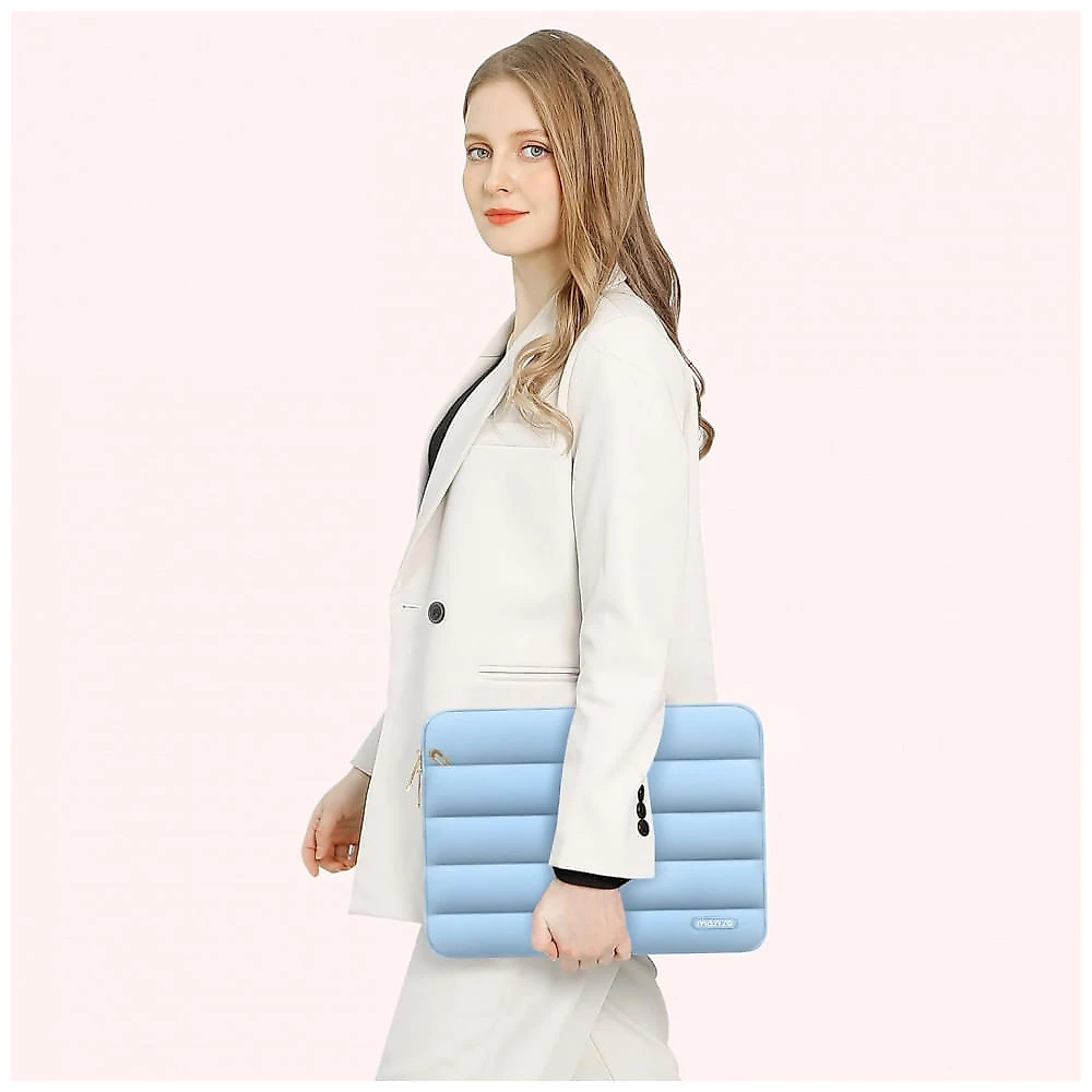 Case para Notebook 15 a 16 polegadas MOSISO Air Blue Capa Puffy Poliéster Bolsa Horizontal Estojo Compatível MacBook HP Dell ASUS Acer Lenovo