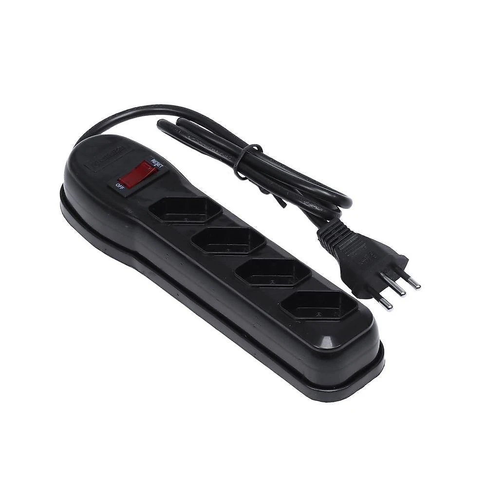 Filtro de Linha 4 Tomadas Tripolar 10A Bivolt 127V 220V Cabo 1m Preto Vinik