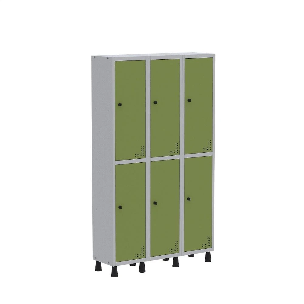 Armário Locker Guarda Volume Aço Light 6 portas 103,5x179,5cm com prateleira interna