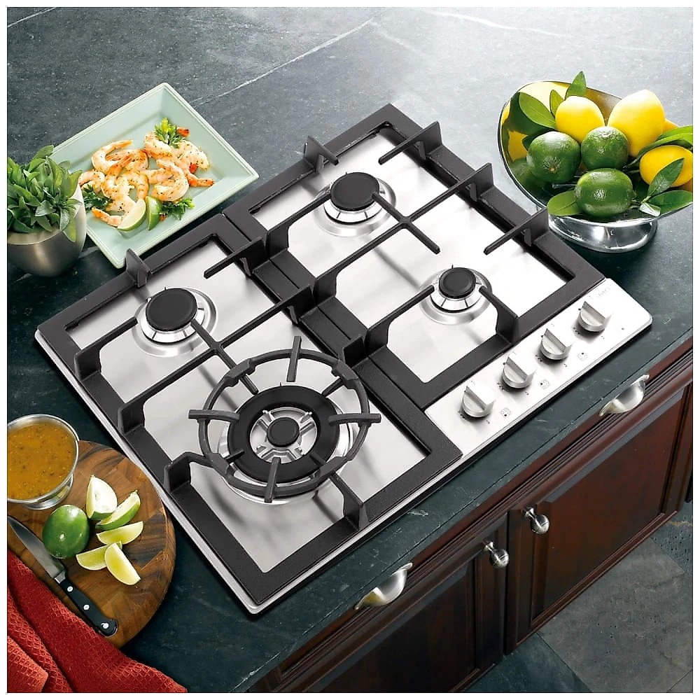 Cooktop a gás de embutir 61cm Cosmo inox 4 queimadores selados grade em ferro fundido acendimento eletrônico 110V