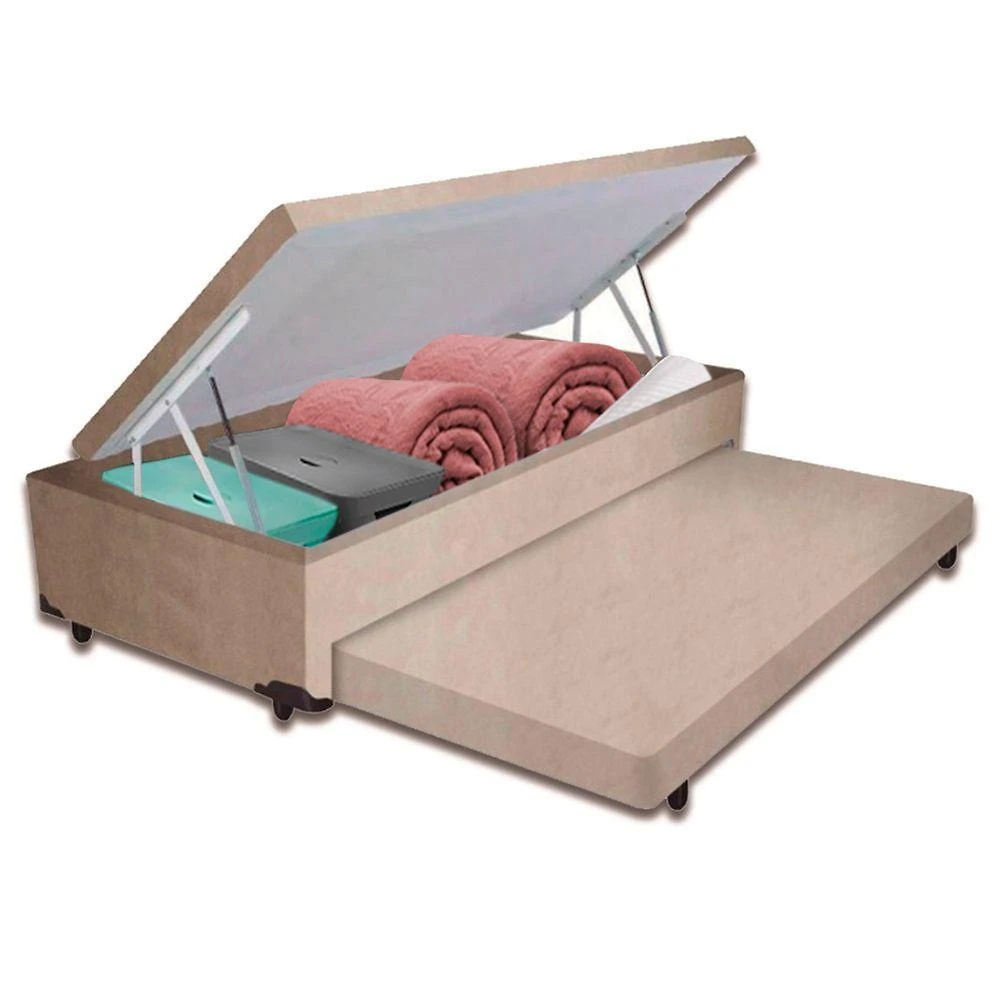 Bicama Box Com Baú Solteirão Bege 96x203x44 V-store