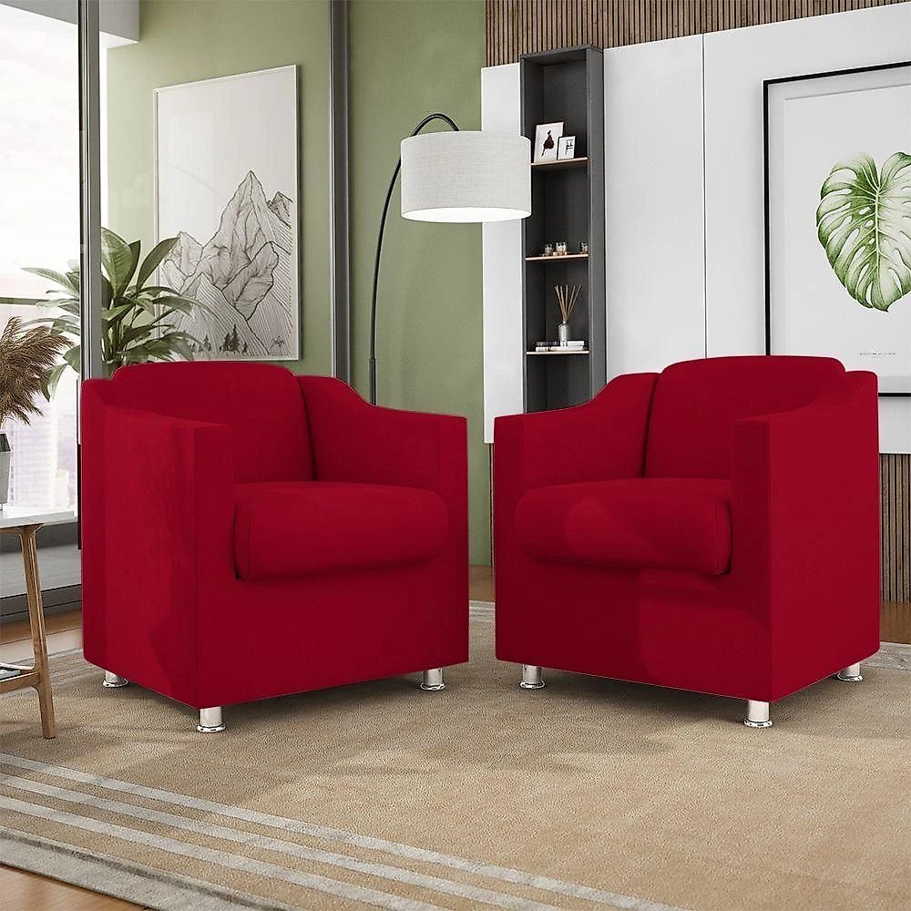 Kit 6 Cadeiras Poltronas Decorativas Espera Clinica Dentista Cor:vermelho