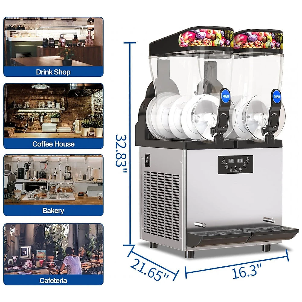 Máquina de Slush Raspadinha XPW 30L Duplo Tanque Comercial Inox 1000W 110V