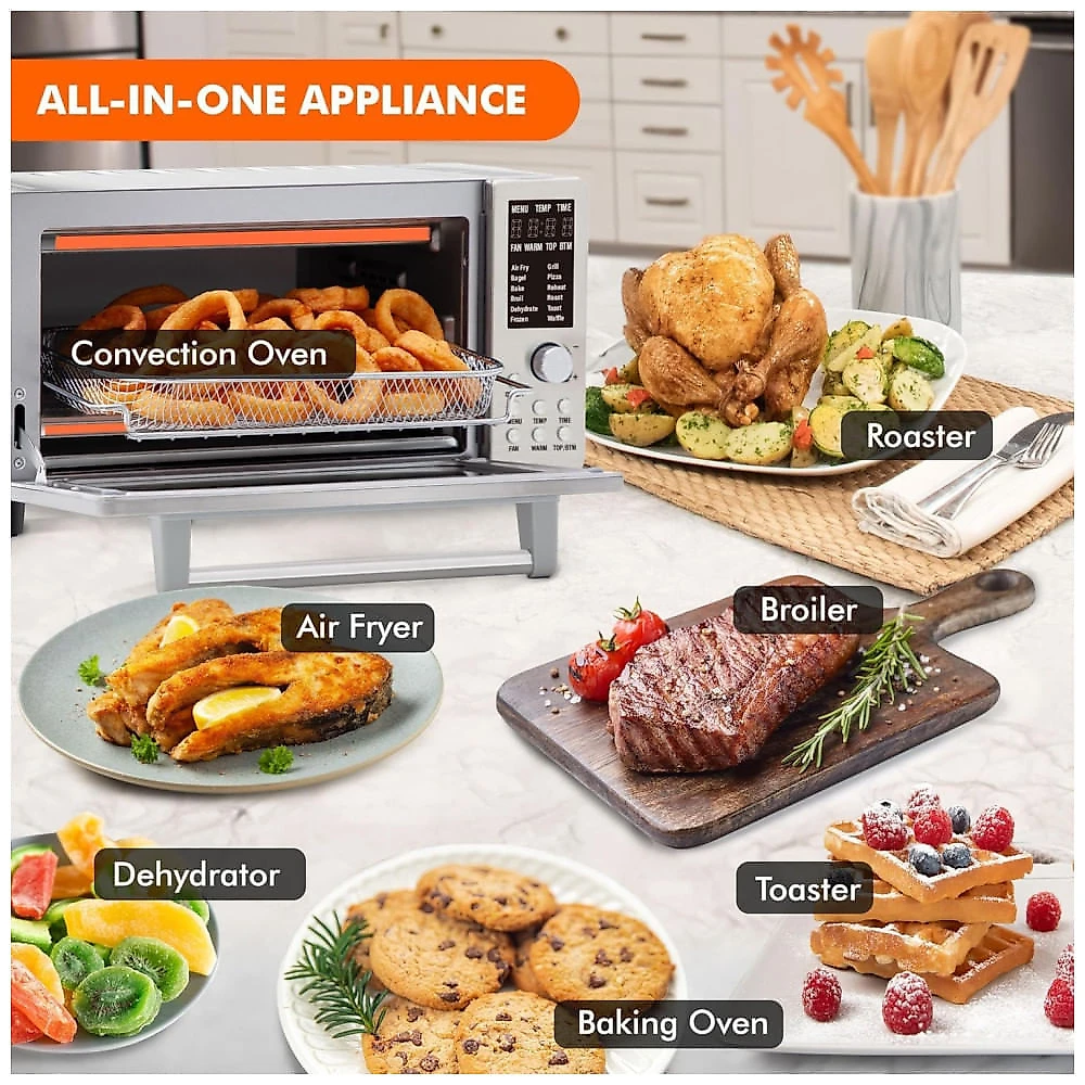 Forno Eltrico de Bancada 12 em 1, 19L com Tecnologia Quicker  Even Crisp e Funo Air Fryer, 110V 1800W, Nuwave, Prata 110v