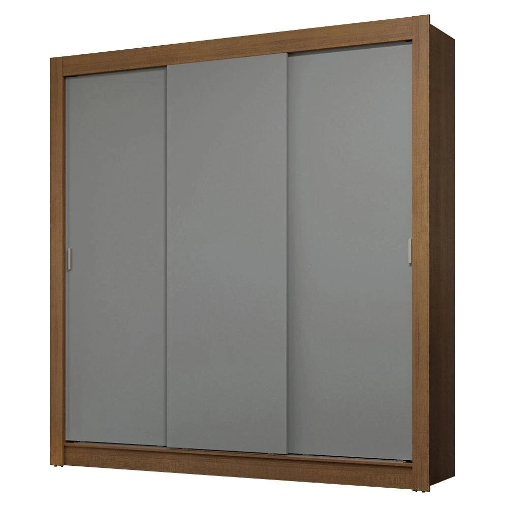 Guarda-roupa casal 3 portas de correr rustic/cinza sublime madesa