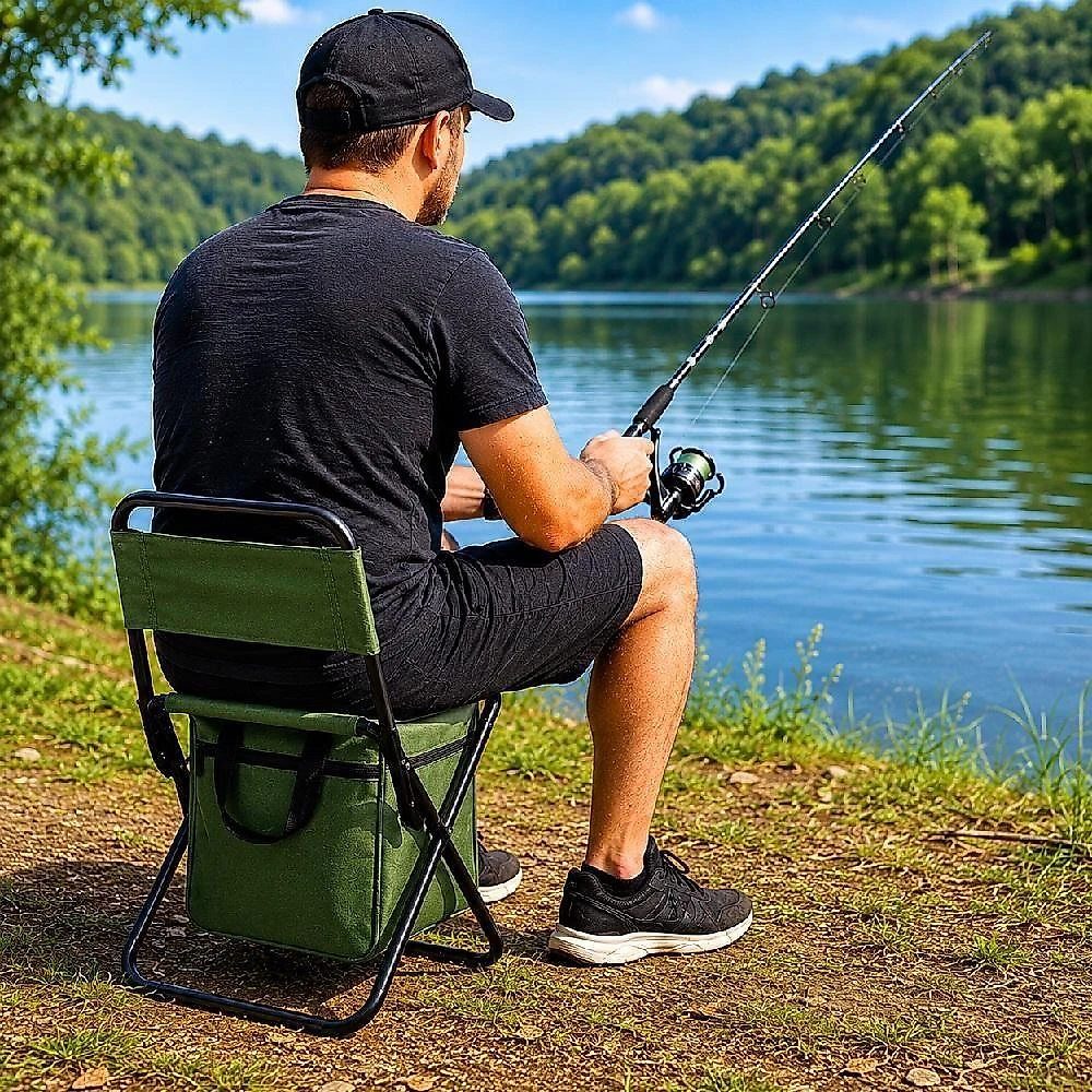 Cadeira Dobrável Banqueta com Encosto para Camping Pesca Praia Yeet