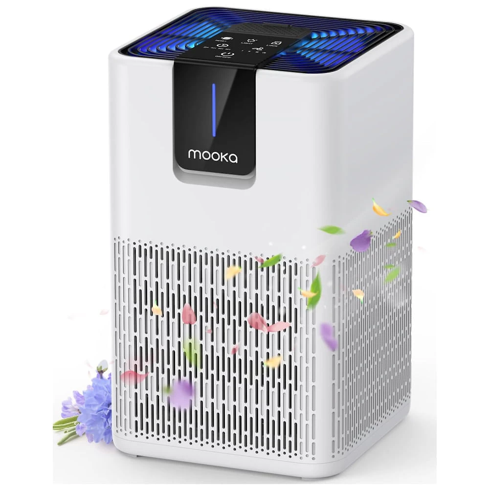 Purificador de Ar para Ambientes até 116m² com Filtro H13 HEPA, Função de Aromaterapia e Modo de Suspensão Silencioso de 15dB, 110V, MOOKA M05,
