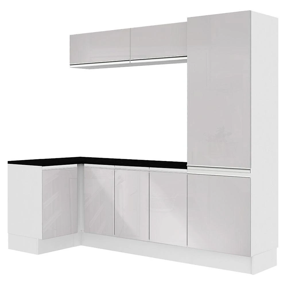 Kit Área De Serviço Madesa Acordes 100% MDF com Armário e Balcão de Canto - Portas Branco Brilho Branco