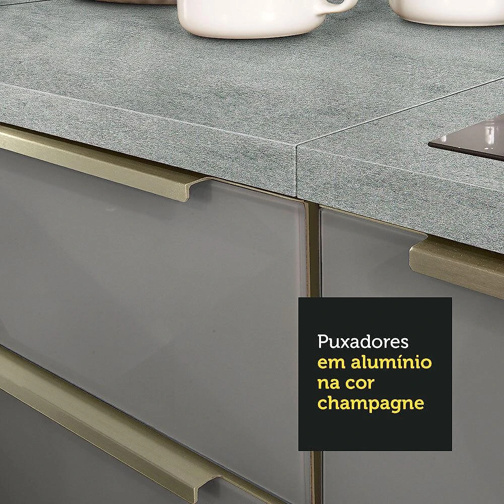 Armário de Cozinha Completa 240cm Branco/Cinza Lux Madesa 05 Branco/Cinza