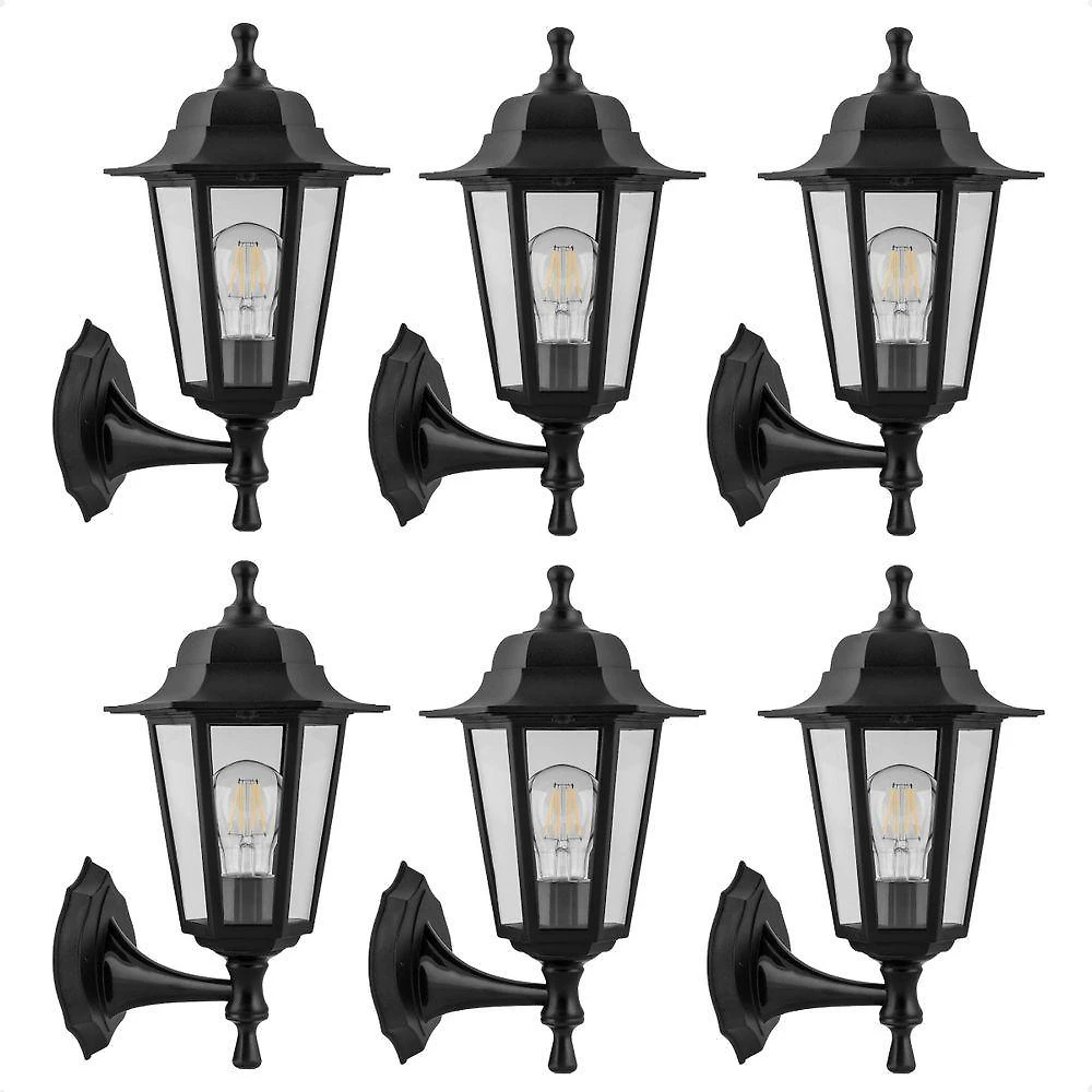 Kit 6 Arandelas Colonial Vintage TLF26 E27 60W Bivolt Preto Taschibra