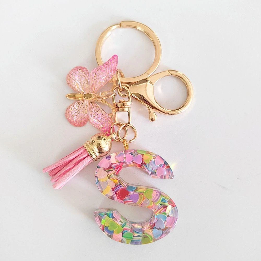 Atacado Transfronteiriço De Lantejoulas Rosa Com Chaveiro, Pingente De Borboleta E Tassel - Jóias Acessórios Pendurados