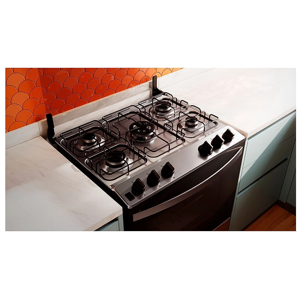 Fogão de Piso Brastemp de 05 Bocas com Turbo Chama e Grill Inox - BFS5GDR 110