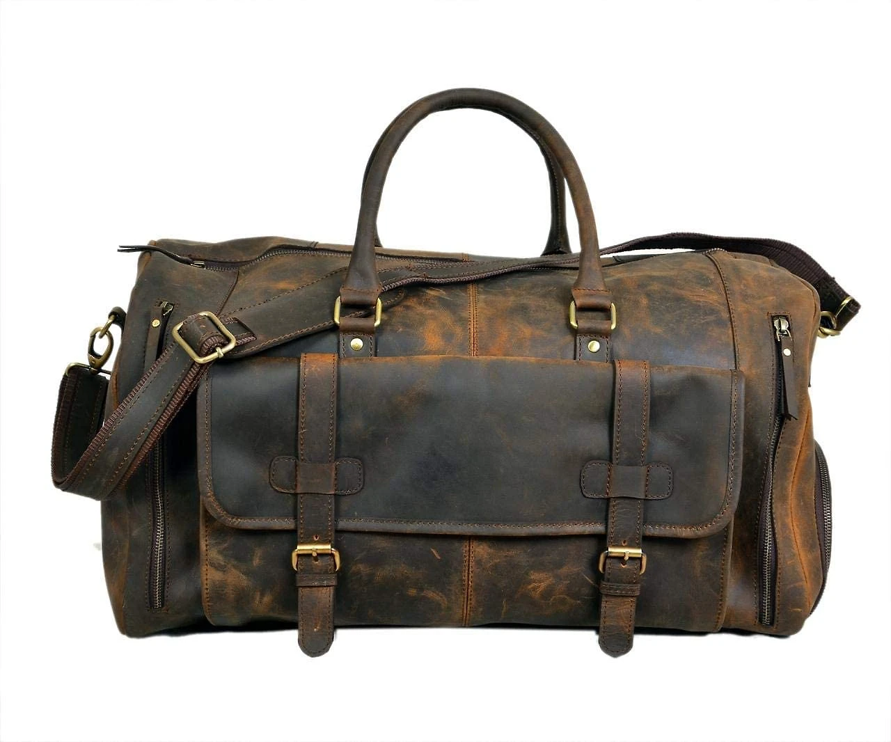 C Cuero Bolsa de Viagem de Couro Feito por ArtesãosMarrom