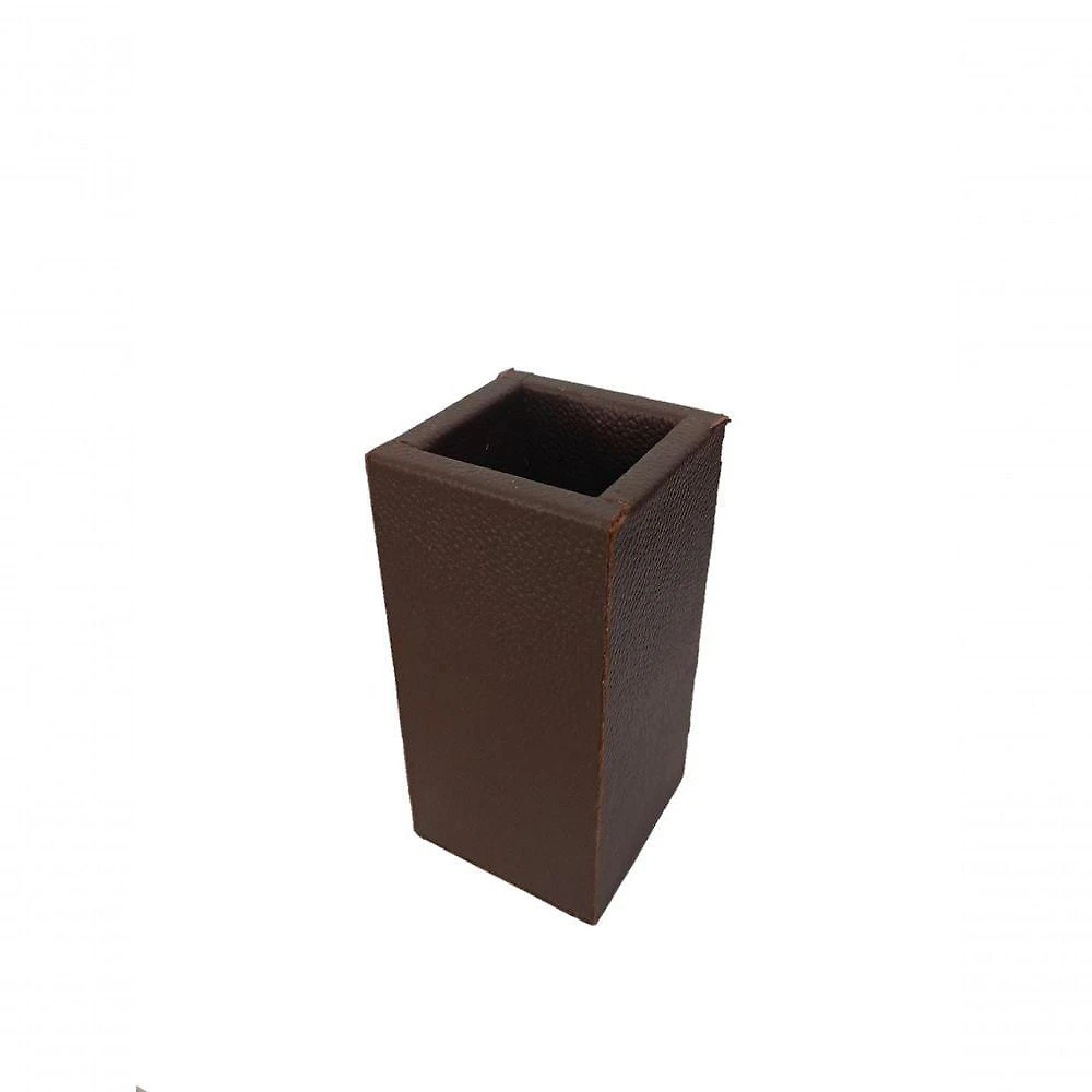 Porta Canetas Topgrife Couro Personalizado 12x6x6cm Marrom