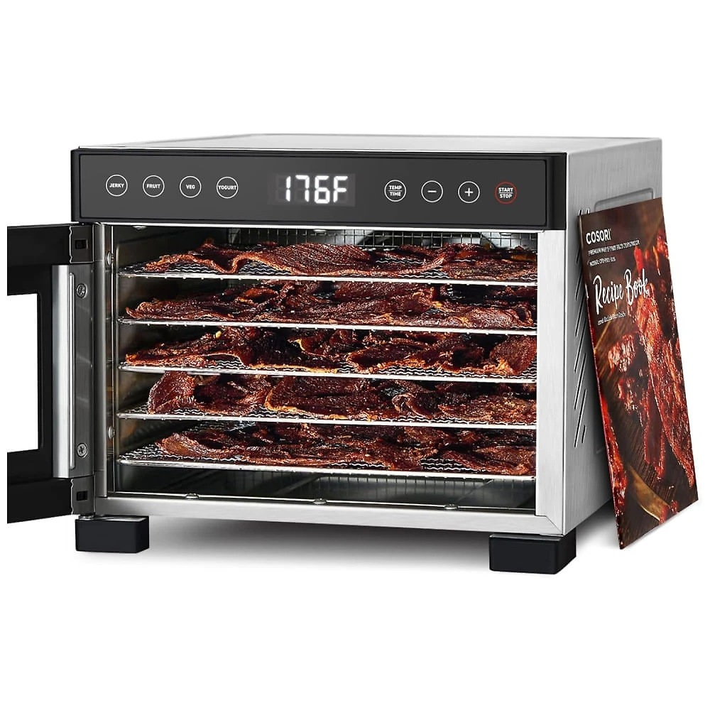 Desidratador de Alimentos com 5 Bandejas em Aço Inoxidável, Controle de Temperatura, 4 Predefinições e Temporizador 48H...