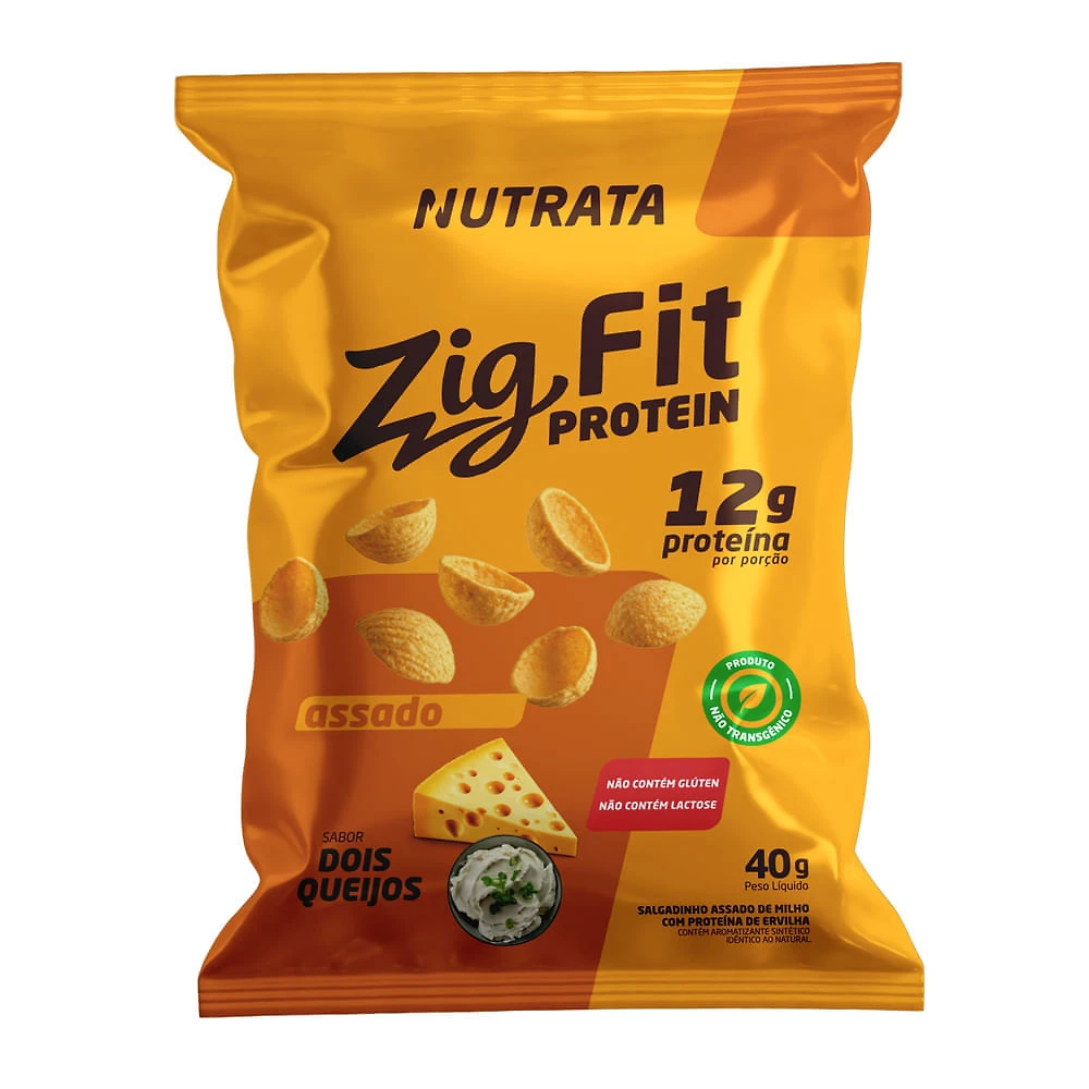 Salgadinho Nutrata Zig Fit Protein Assado Sabor Queijos com 12g de Proteína 40g