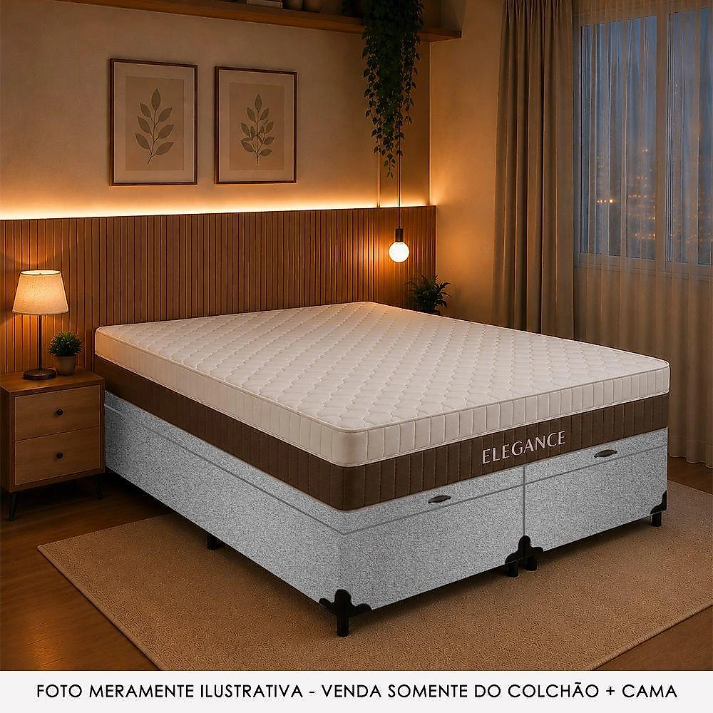 Cama Box com Baú Queen Elegance Euro Pillow Molas Ensacadas Suede Branco Royal
