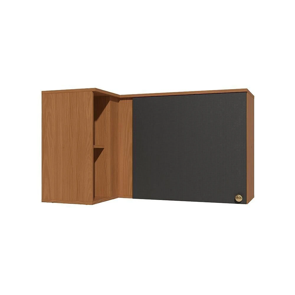 Armário Aéreo De Canto 1 Porta 98cm Elara Kappesberg Canela-preto