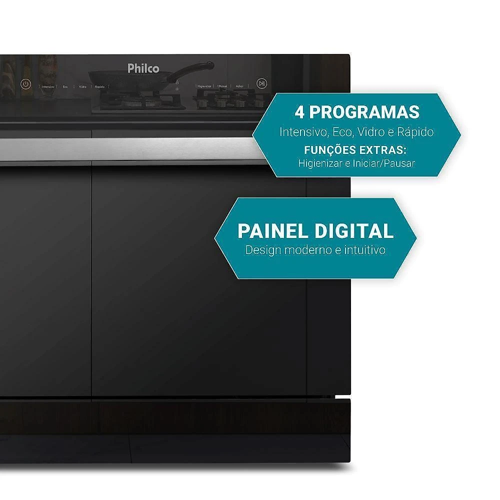 Lava louça philco 10 serviços preto espelhado 127v pll10