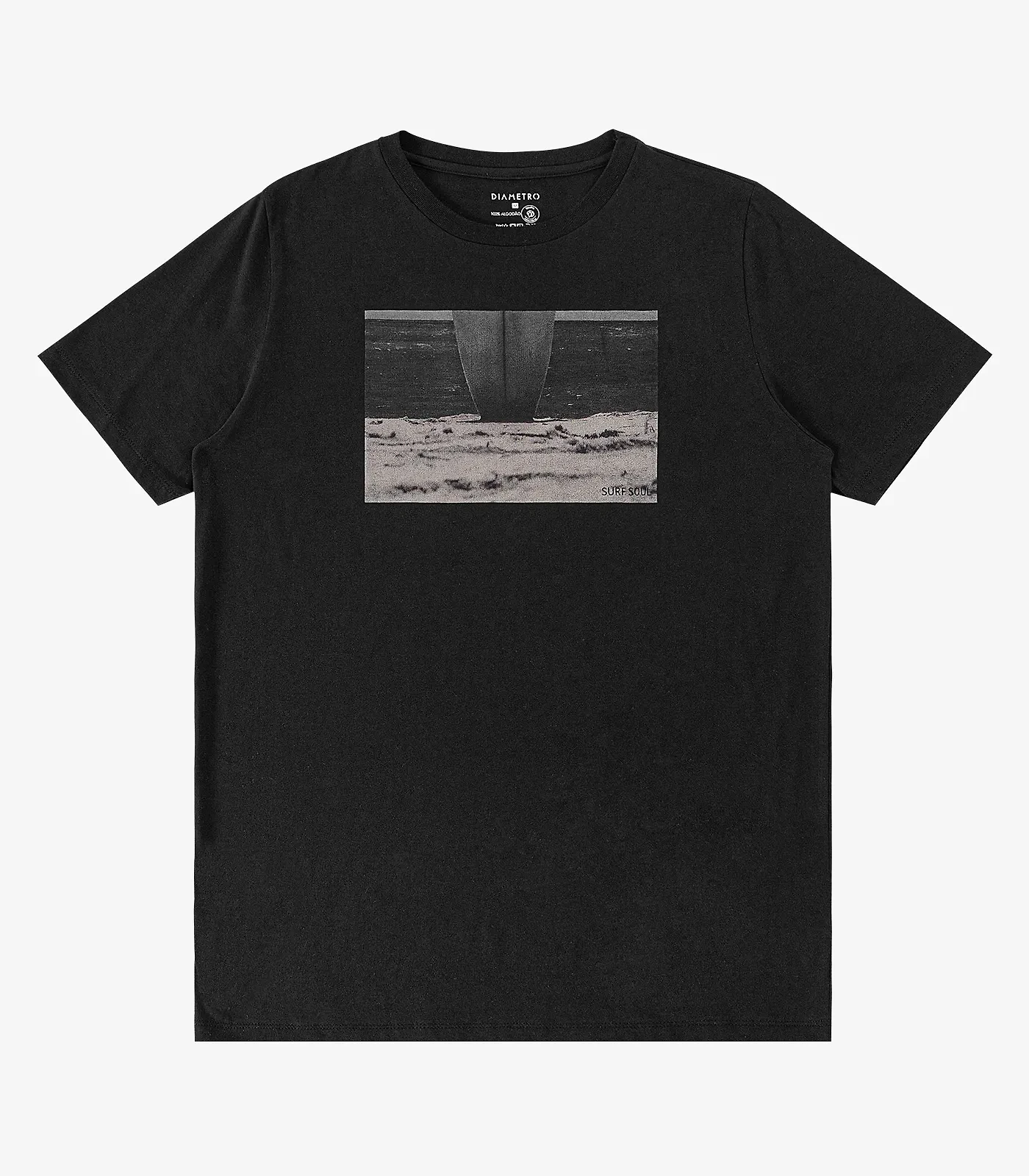 Miniatura Camiseta Masculina Meia Malha Diametro Preto G