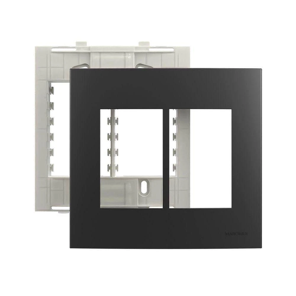 Placa Com Suporte Margirius Sleek Colors 4x4 Para 6 Módulos Horizontais Grafite