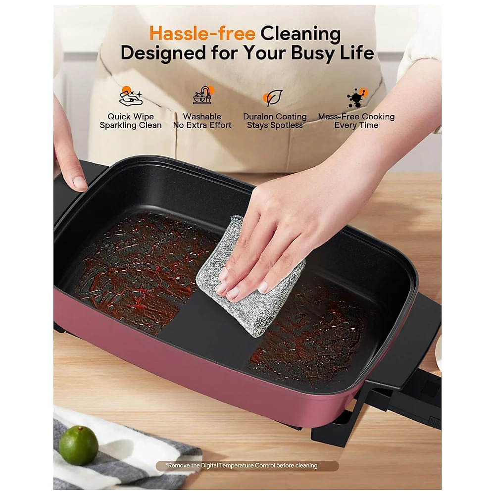 Panela Elétrica Skillet 7L Nuwave Medley XL Canela Digital Antiaderente Cerâmica PFAS Free com Tampa de Vidro 110V