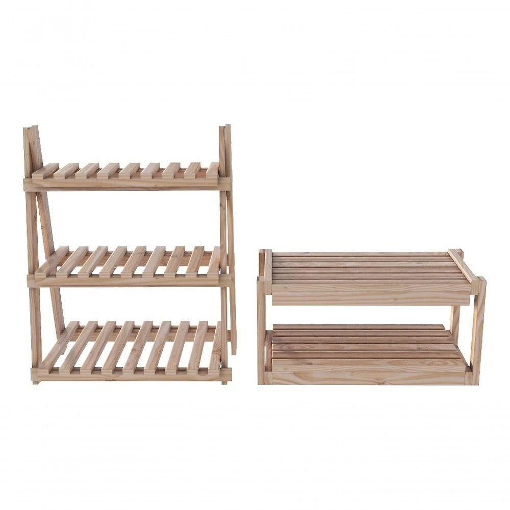 Kit Porta Sapatos Pinus Dobráveis Dupla Cor Natural Promo E Organizador De Chão Moderno Madeira Natu