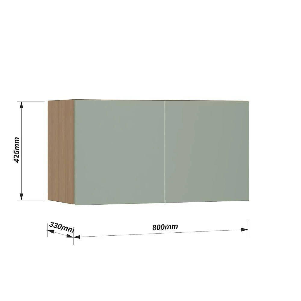 Miniatura Armário Aéreo para Geladeira Slim 2 Portas MDP 80cm Freijó Verde Jade Luciane Móveis
