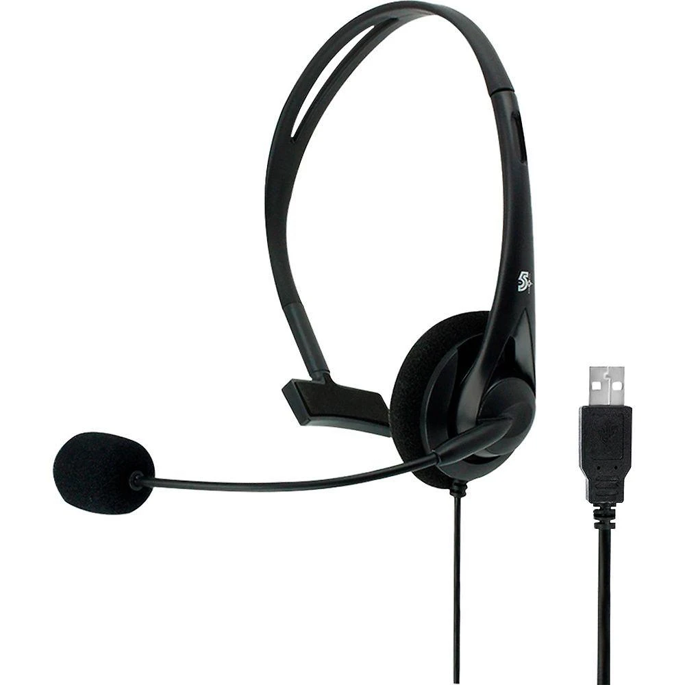 Headset Usb 015-0101 para Telefone e Computador com Microfone Preto 5+