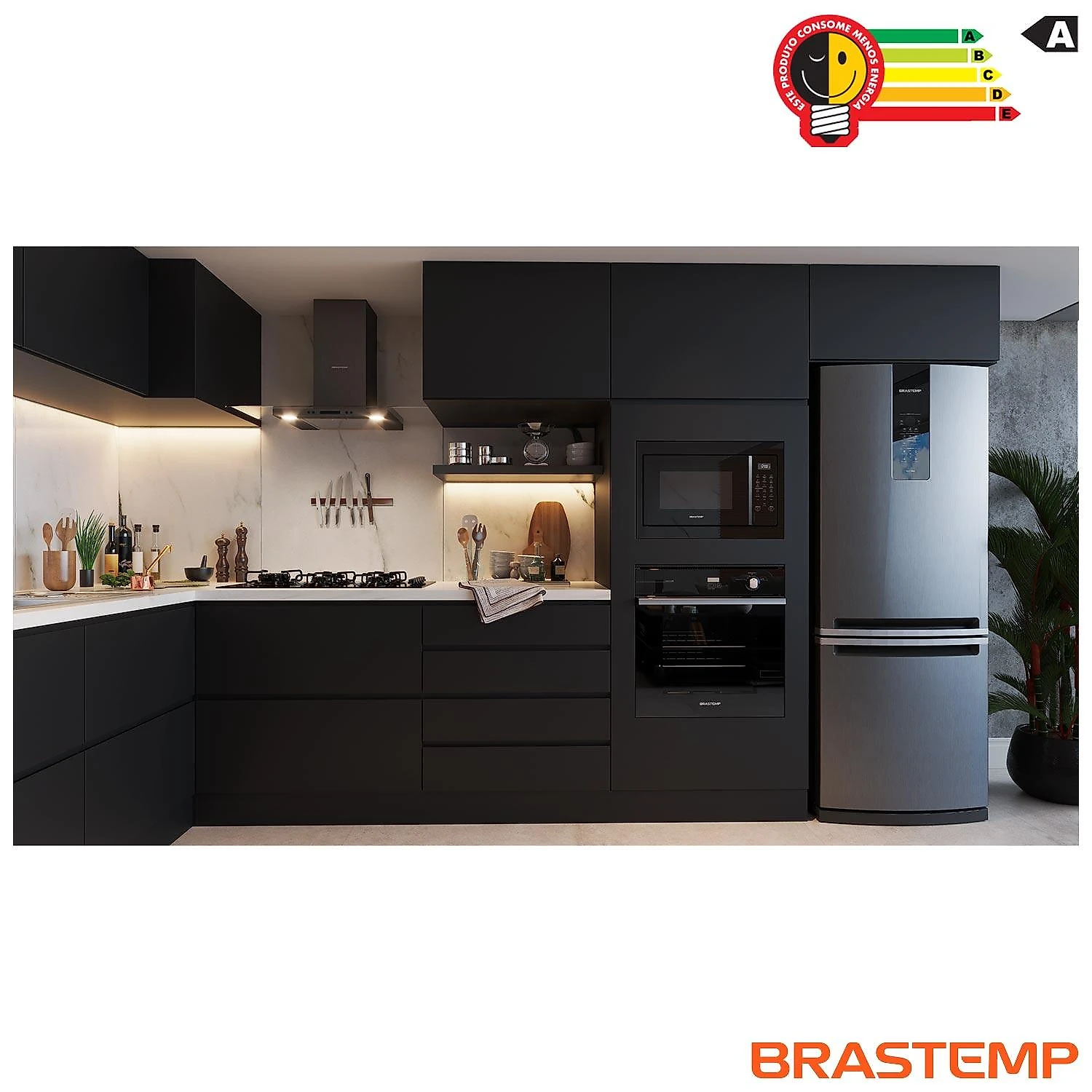 Micro-ondas Brastemp de Embutir com 18 Receitas Pré Programadas e Design Sofisticado Preto 32L BM146AE 110