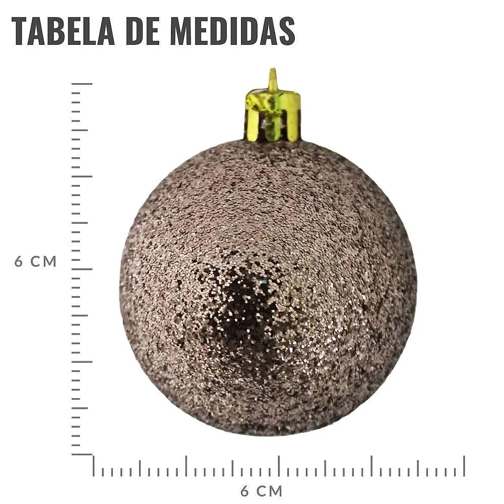 Bola De Natal Rose Gold Misto 6cm - 9 Unidades