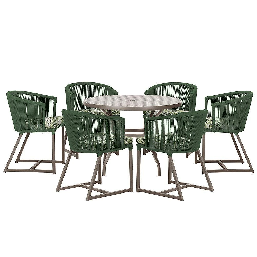 Mesa E 6 Cadeiras E Noronha Marrom E5 Trama Original Verde
