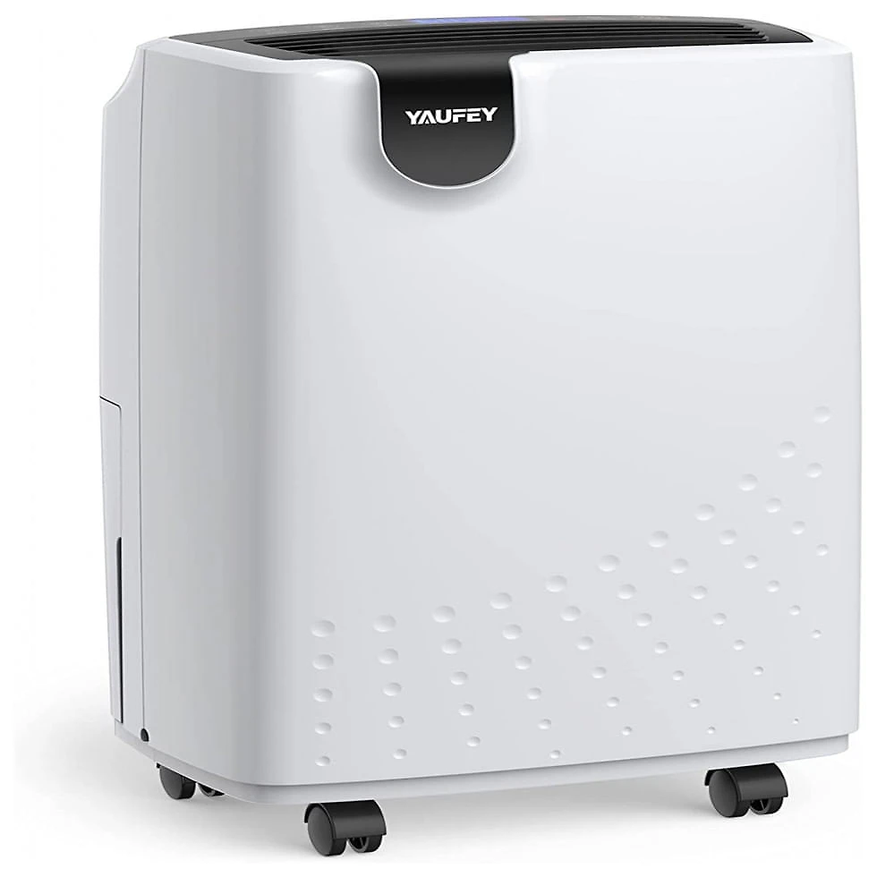 Desumidificador para Grandes Ambientes 1.8L até 230 m2 com Drenagem Automática ou Manual, 110V, Yaufey, Branco