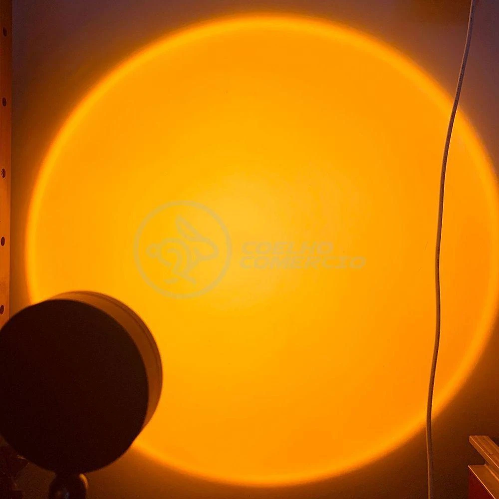 Luminária Projetora Mini Ring Light Sunset Projetor Pôr do Sol com Luz Circular Colorida Laranja