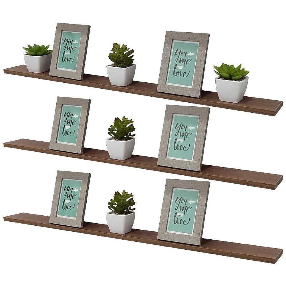Kit 3 Prateleiras Crie Fácil 90X15CM MDP Suporte Invisível Organizador Marrom Mercado webcontinental-7899983686065