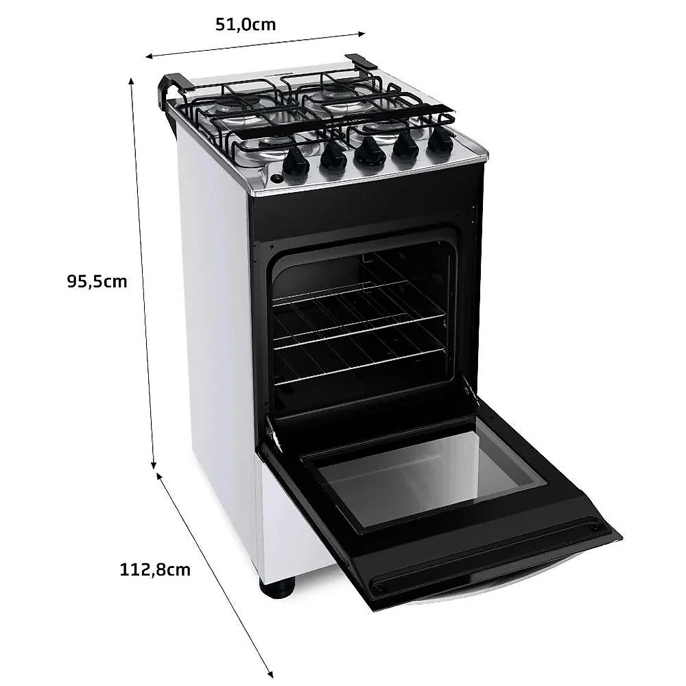 Fogão 4 Bocas Brastemp Clean com Prateleiras Ajustáveis BFO4NBB, Acendimento Automático, Branco - Bivolt Fogão 4 Bocas Brastemp Clean com Prateleiras Ajustáveis BFO4NBB, Acendimento Automático, Branco