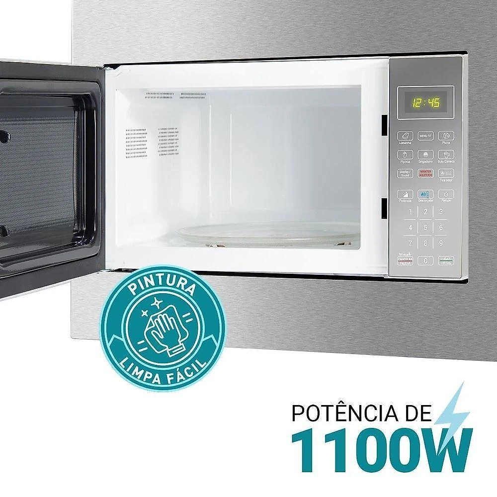 Micro-ondas de Embutir Philco PMB30E 28L 1100W Limpa Fácil Menu Fit Inox 110V