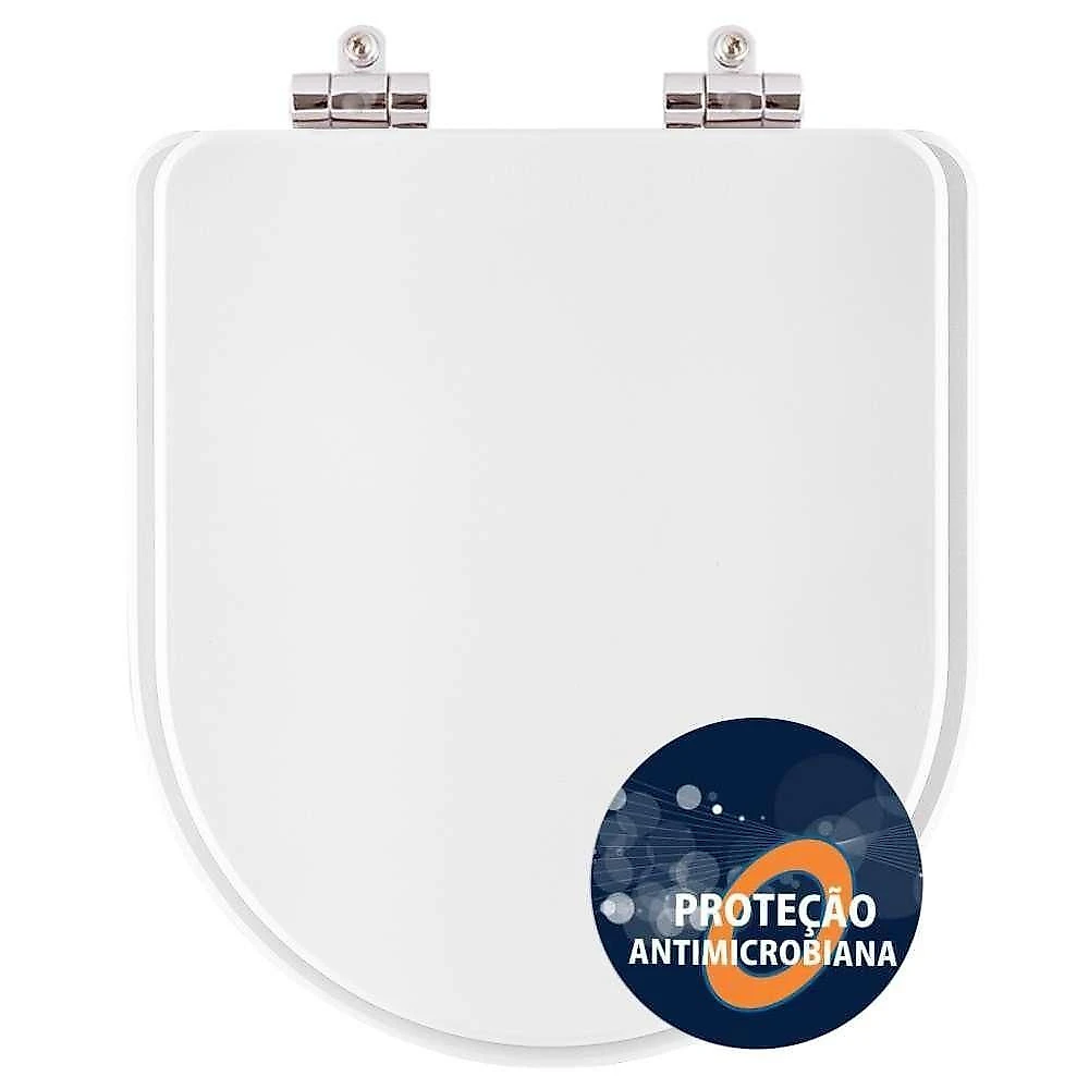Assento Sanitário Lift Alongado Polipropileno Fechamento Suave Antibacteriano Branco Pontto Lavabo