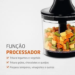 Power Mixer Mondial 2 em 1 Mixer e Processador M-07 - Preto/Inox 110V
