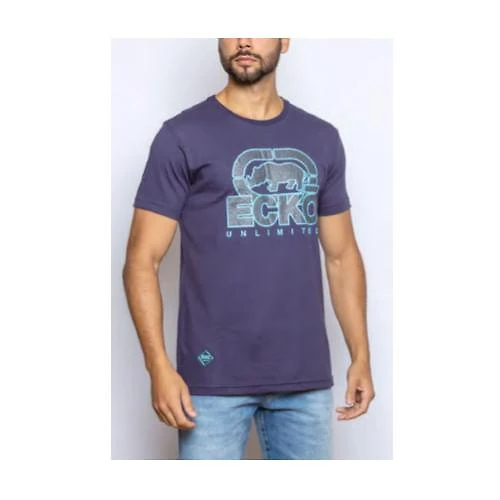 Camiseta básica masculina com estampa glitter marinho k863a - ecko